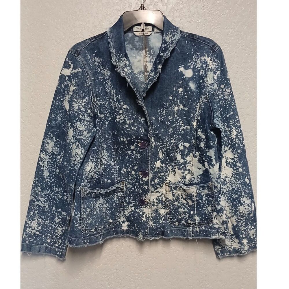 Duck Head bleach spray blue denim jacket blazer Size 12